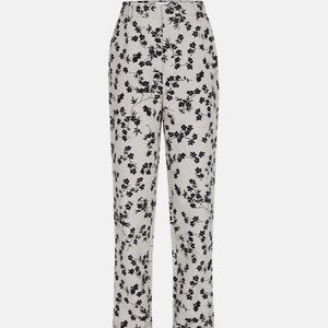 Black floral tailored pants